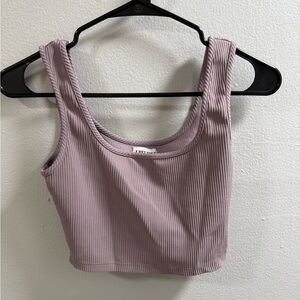 Ribbed Mauve Cropped Tank Top - Unbranded